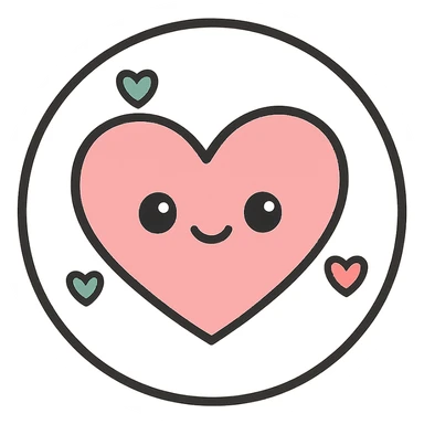 little alchemy style icon
subject: love
border: medium-black
shape: round, circular
background: white
style: full color fill with medium black outlining sticker