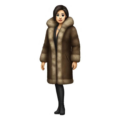 Realistic brunette mob wife full body fur coat sticker