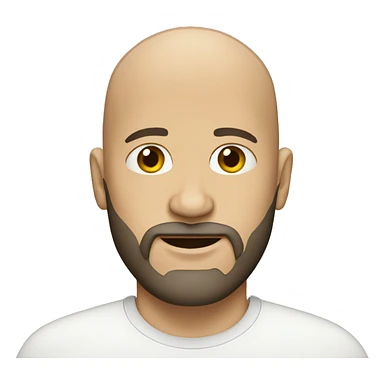bald man with beard wearing ca sticker
