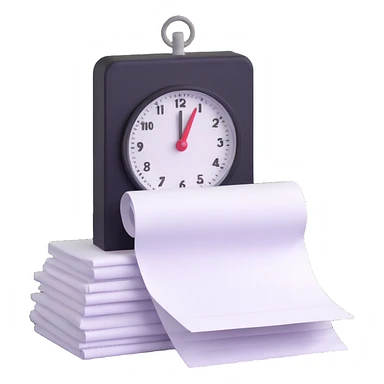 small stack of papers with a timer symbolizing heavy admin workload sticker