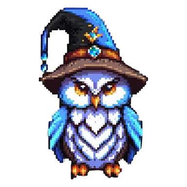 Owl with a wizard hat sticker