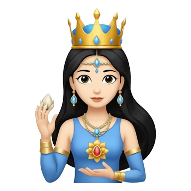 mahavishnu, shoulder length black hair, wearing crown, holding conch and chakra, blue color skin sticker