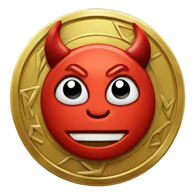 A lucky coin with a Devil on its face sticker