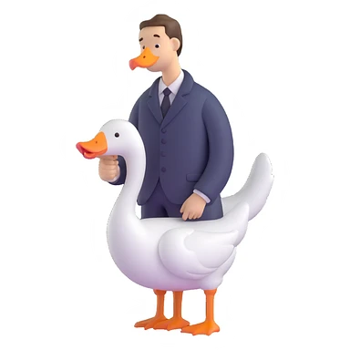man with goose sticker