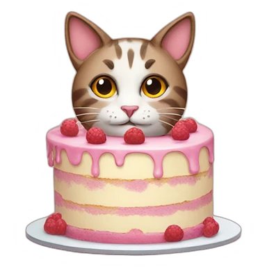 Cat with cake sticker