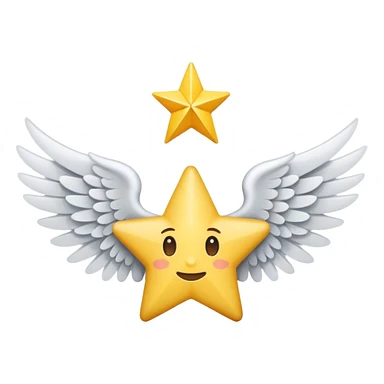 An image with wings on a star based on the star and wings of the basic emoji of the iPhone. not 3d just plat sticker