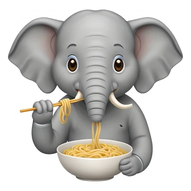 elephant eating noodle sticker