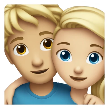 blonde girl with blue eyes and a boy with brown hair hugging  sticker