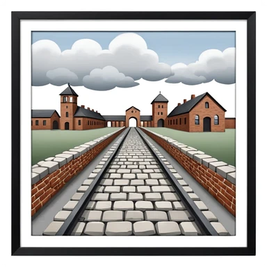 Auschwitz camp from outside but png of that structure  sticker