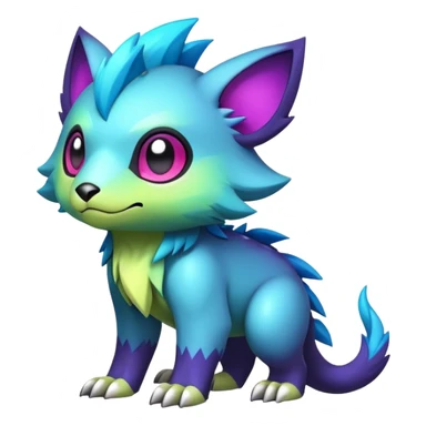 Cute cool edgy colorful fantasy animal hybrid Fakemon full body sticker