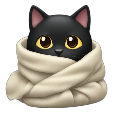 Black cat wrapped in a blanket sticker