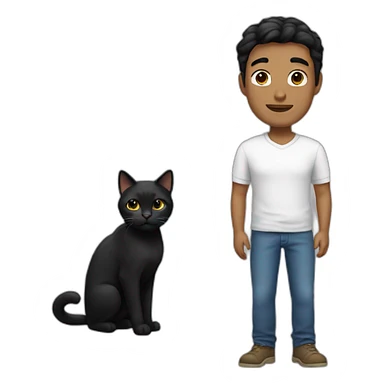 a black-haired man with a black cat sticker