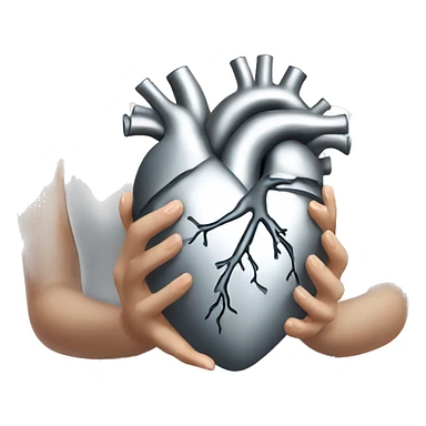 Silver human heart in the hands of a woman dressed in white dress and with blond hair  sticker