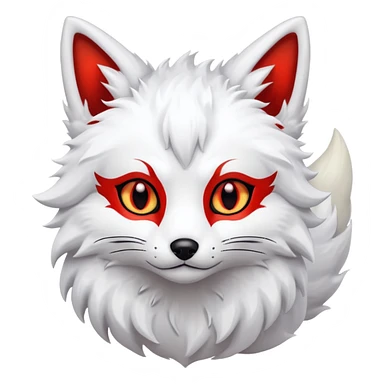 white kitsune with red eye sticker