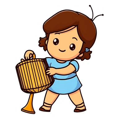 ragazza castana che gioca a tamburello sticker