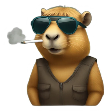 Capybara with cigarette and shades sticker