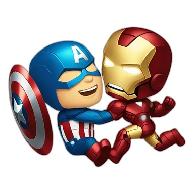 ironman kissing captain america mid air sticker