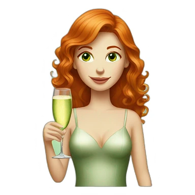 green-eyed red-haired woman with a glass of champagne sticker