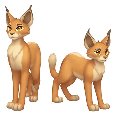 Anthro Beige-Orange-Brown Fur-Sona-Fakemon Lynx-Caracal Full Body sticker
