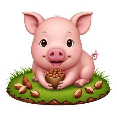 pig eating nuts sticker