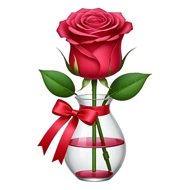 One red flower and one pink flower in transparent bouquet with red band  sticker