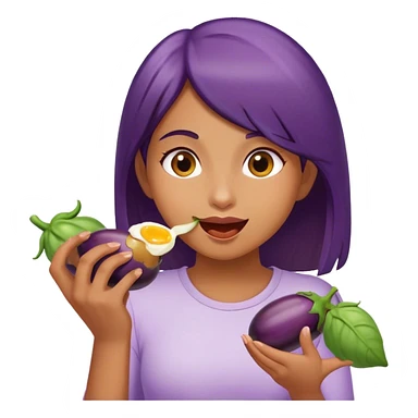 girl eating eggplants sticker