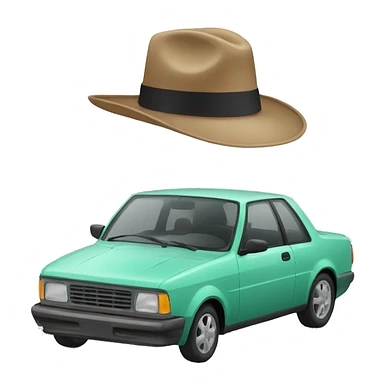 Car with hat sticker