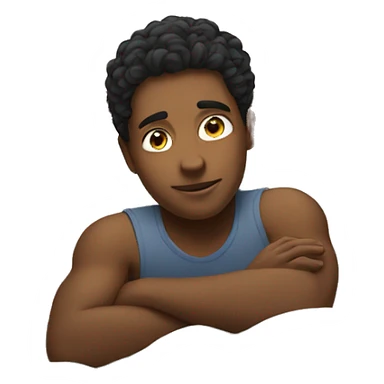 boy laying on bed sticker