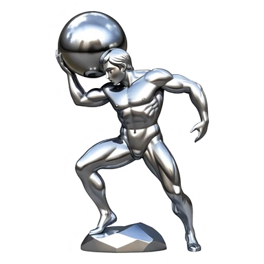 sorayama Sisyphus carrying big sphere on his back sculpture sticker