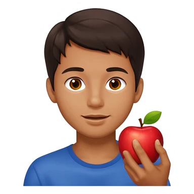 I want you to create an emoji of a spanish sergeant,  He should be a young guy with dark brown hair, brown eyes, his skin color like he’s tan and he’s eating an apple  sticker
