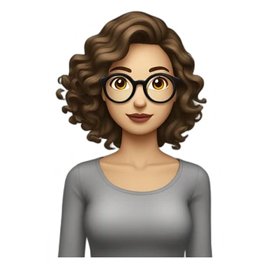 Femme brune cheveux boucles longs avec lunettes rondes sticker