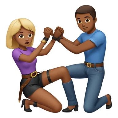 woman spanking African american male that is bent over with a belt while  sticker