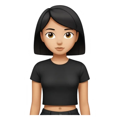 a pretty bratz girl with straight black short hair wearing a black tshirt , tan girl. waist up sticker