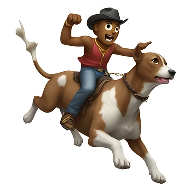 dog riding bull sticker