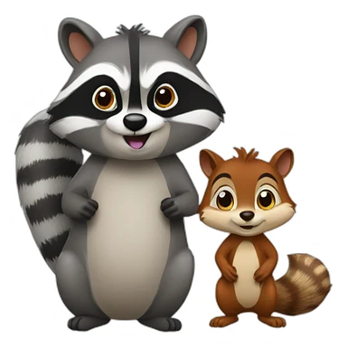 Raccoon and squirrel sticker
