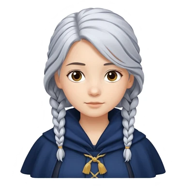 braid silver hair girl, navy cloak sticker