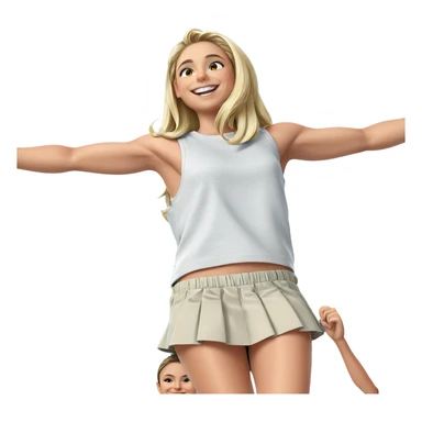 smiling blonde boy in skirt sticker