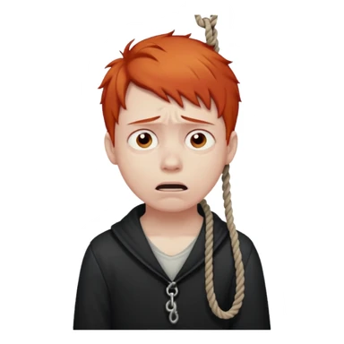 red headed boy hanging by his neck from a noose sticker