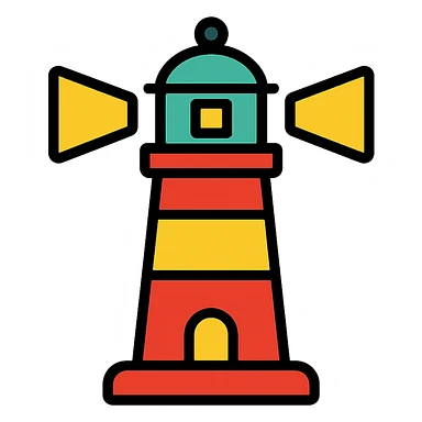 lighthouse in a lineal color outlined icon style sticker