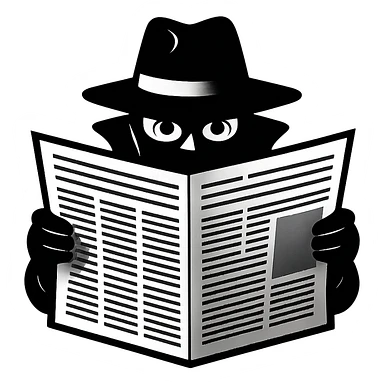 a spy, hiding behind a newspaper, only eyes visible sticker