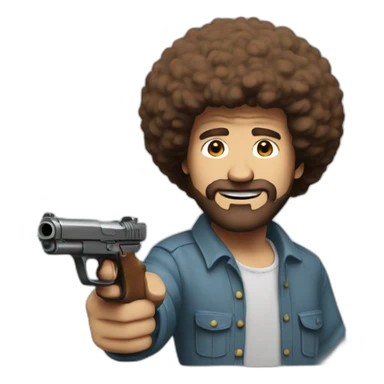 bob ross with gun sticker