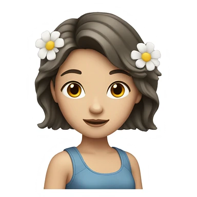 White brunette girl with flowers  sticker
