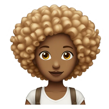 girl with ginger afro-curls , dark brown eyes. and  sticker