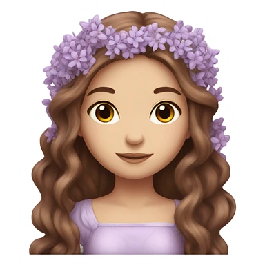 Beautiful lilac fairy long brown hair flowers sticker