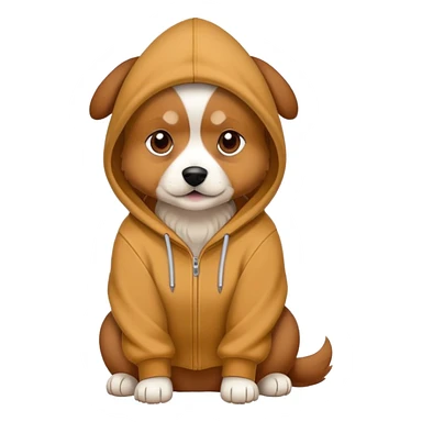 Dog wearing a hody sticker