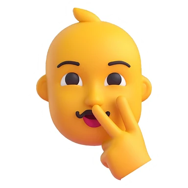 3D emoji of a face with finger over lips, making a 'shh' gesture sticker