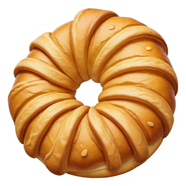 Cinematic Realistic Croissant Pastry Emoji, depicted as a flaky, buttery crescent with a golden, crisp exterior rendered with exquisite detail and warm, inviting lighting. sticker