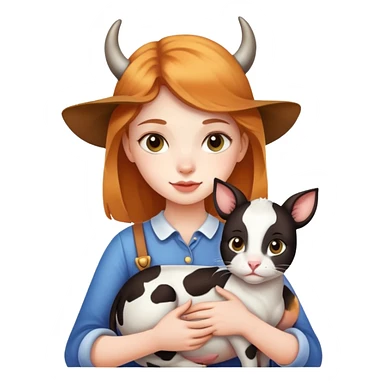 Beautiful girl holding a cow cat sticker