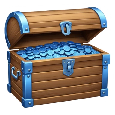wood chest of blue coins sticker