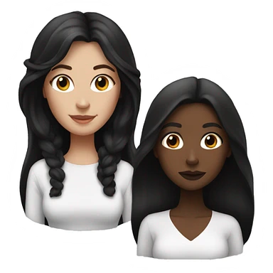 White woman with long brown hair and black woman with long black hair best friends sticker